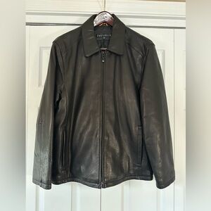 NWOT - Perry Ellis Genuine Black Leather Jacket - Size M - Super Soft